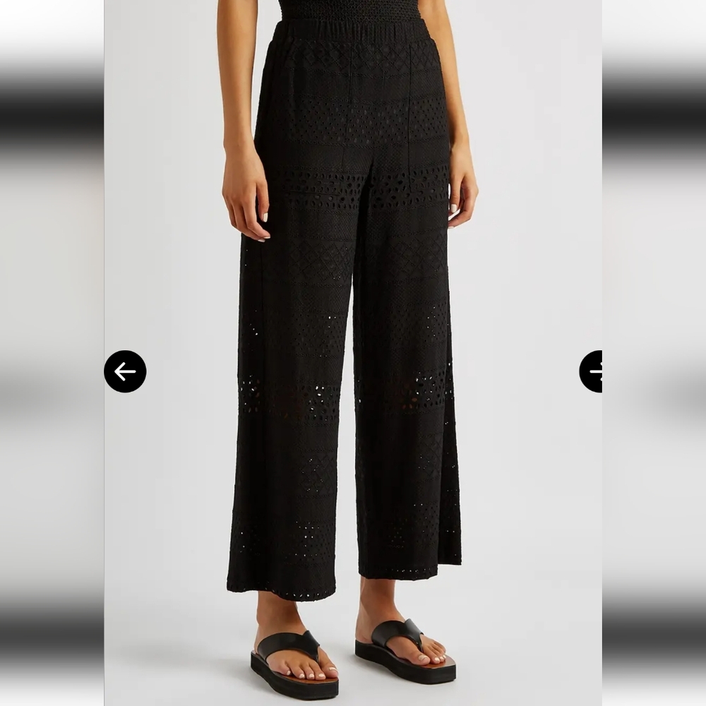 Alice + Olivia Adele Black Eyelet Embroidered Crop Pants NWOT S